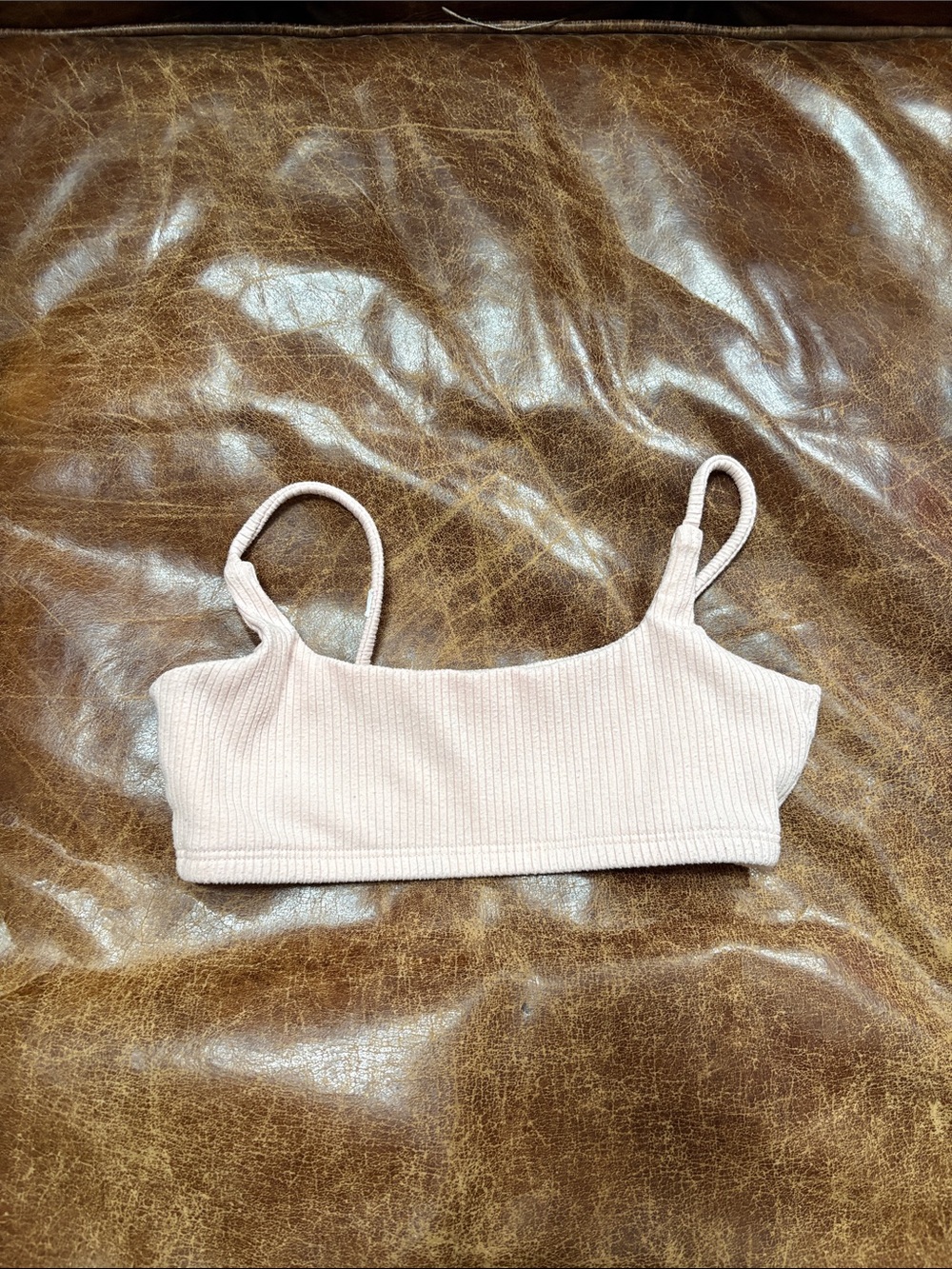 Ribbed Light Pink Bralette Top